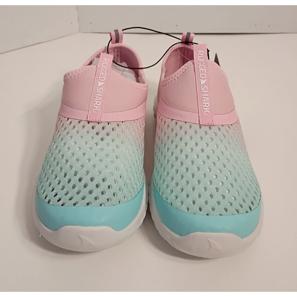 Women's Size 5 Rugged Shark Water Shoes Pink Teal Pretty‎ Water Shoes NWT
